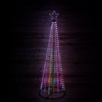 7ft (2.1m) Premier Christmas Outdoor Black Pin Wire LED Pyramid Maypole ...