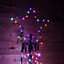 7ft (2.1m) Premier Christmas Outdoor Black Pin Wire LED Pyramid Maypole Tree in Rainbow