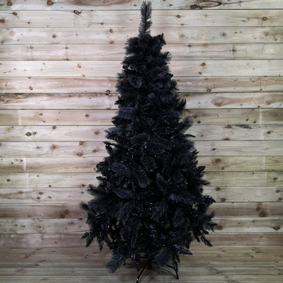 7ft (2.1m) Premier Hinged Black Tipped PVC Fir Christmas Halloween Tree ...
