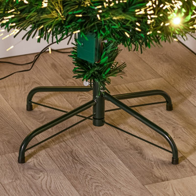 7FT (210cm) Green Fibre Optic Christmas Tree with Warm White LED Lights and Warm White Fibre Optics - 5