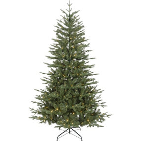 7ft 210cm Pre-Lit Artifical Christmas Tree - Warm White LED Realistic Xmas Tree