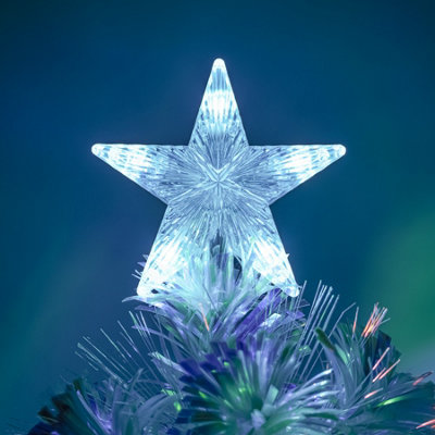 7ft (210cm) White Irridescent Fibre Optic Christmas Tree with Multicoloured LED Lights - 3