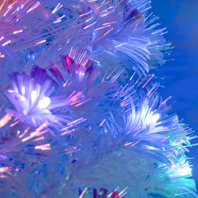 7ft (210cm) White Irridescent Fibre Optic Christmas Tree with Multicoloured LED Lights - 4