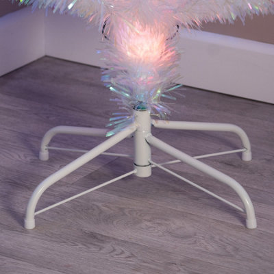 7ft (210cm) White Irridescent Fibre Optic Christmas Tree with Multicoloured LED Lights - 6