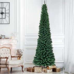 7ft(620 Branches)  Slim Christmas Tree Pencil Pine Artificial Bushy XMAS Decoration