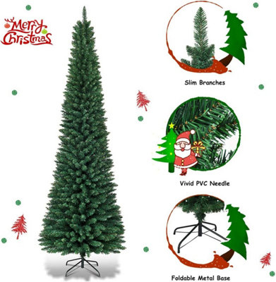 7ft(620 Branches)  Slim Christmas Tree Pencil Pine Artificial Bushy XMAS Decoration