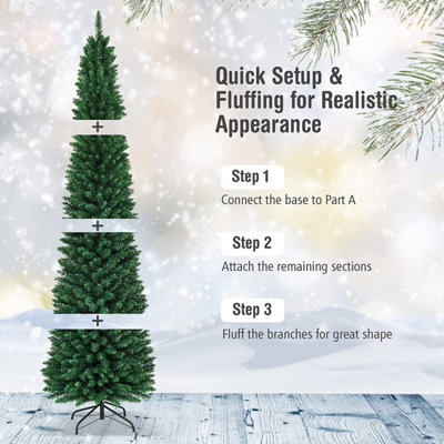 7ft(620 Branches)  Slim Christmas Tree Pencil Pine Artificial Bushy XMAS Decoration - 3
