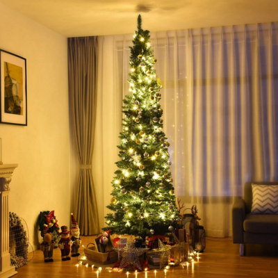 7ft(620 Branches)  Slim Christmas Tree Pencil Pine Artificial Bushy XMAS Decoration - 4