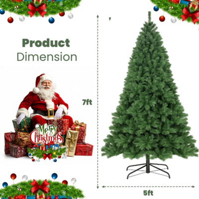 7ft Artificial Christmas Tree Full Green Pine with Metal Stand, Easy ...