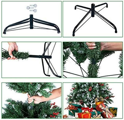 7Ft Balmoral Fir Christmas Tree with 1014 Tips - Flocked Tips, Berries ...