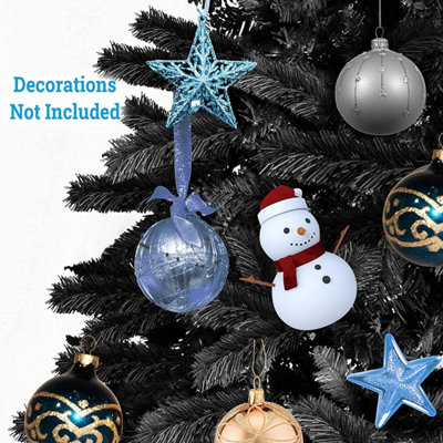 7ft Black Artificial Christmas Tree Xmas Pine Tree with Metal Stand & 1000 Branch Tips - 6