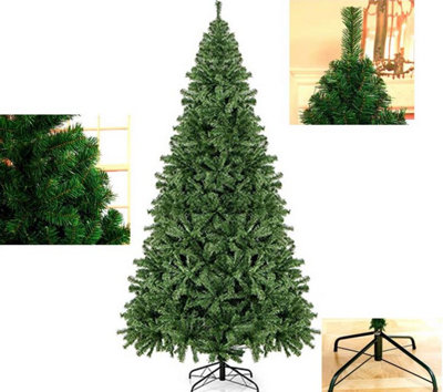 7ft Christmas Tree With 1200 Tips & Metal Stand Xmas Decor