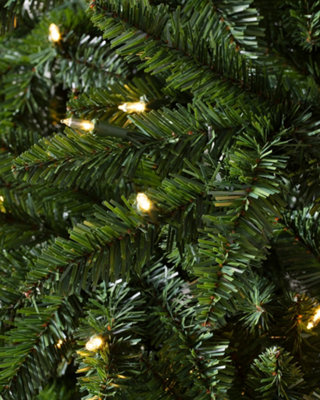 7ft Green Christmas Tree Pre Lit With 350 LED Lights & Foldable Metal Stand Bushy Pine Xmas Outdoor - 3