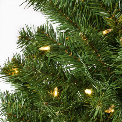 7ft Green Christmas Tree Pre Lit With 350 LED Lights & Foldable Metal Stand Bushy Pine Xmas Outdoor - 4
