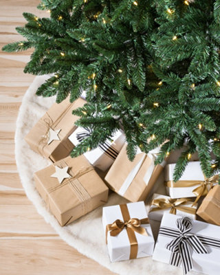 7ft Green Christmas Tree Pre Lit With 350 LED Lights & Foldable Metal Stand Bushy Pine Xmas Outdoor - 5
