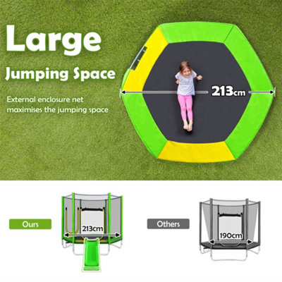 7ft Kids Trampoline with Slide, Safety Encloser Netting and ladder, Heavy Duty Steel Frame Jumping Trampolines