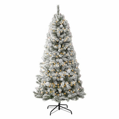 7ft Neo Flocked Snow Scandinavian Tips Spruce Fir Artificial Christmas Tree