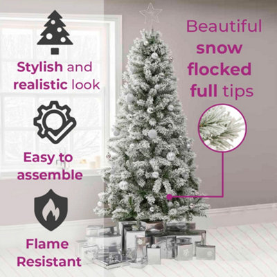 7ft Neo Flocked Snow Scandinavian Tips Spruce Fir Artificial Christmas Tree