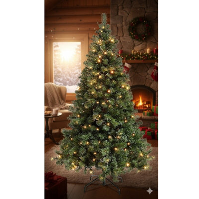 7ft Pre-Lit Artificial Christmas Tree - 1000 Tips Realistic PVC Pine ...