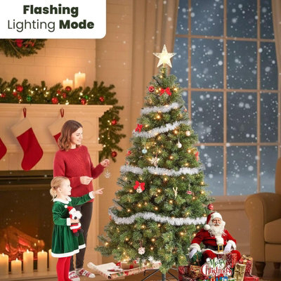 7ft Pre-Lit Artificial Christmas Tree - 1000 Tips Realistic PVC Pine ...