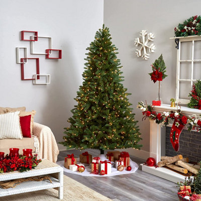 7ft Pre-lit Christmas Tree 1000 Tips With Metal Stand & 350 LED lights Xmas Decor Green