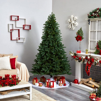 Pre-Lit Artificial Christmas Tree with Tips, Lights, Metal Stand