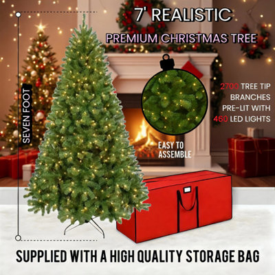 Caspari Christmas Trees Gift Bags - 2 Pack Large Holiday Present Bags With Lights Design