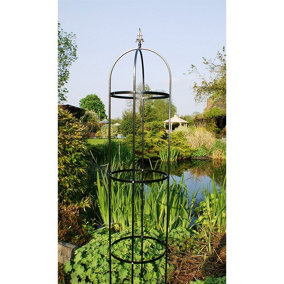7Ft Traditional Tower, Garden Obelisk, Plant Support Bare Metal/Ready to Rust - Solid Steel - L37 x W35.6 x H213 cm