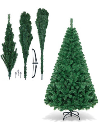 7FT Unlit Pine Spruce Christmas Tree PVC Hinged w/Foldable Metal Stand ...