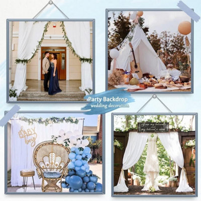 7ft White Backdrop Curtains Photo Backdrop Drapes for Wedding Party ...
