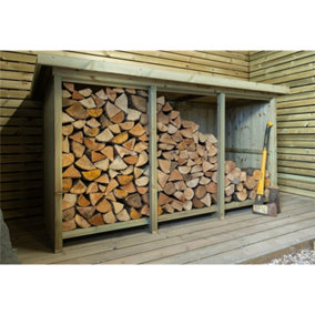 7ft x 3ft (2.19m x 0.89m) Redwood Pressure Treated Triple Log Store