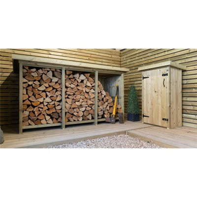 7ft x 3ft (2.19m x 0.89m) Redwood Pressure Treated Triple Log Store