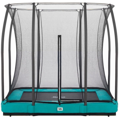 7ft x 5ft Salta Green Rectangular Comfort Edition Inground Trampoline with Enclosure