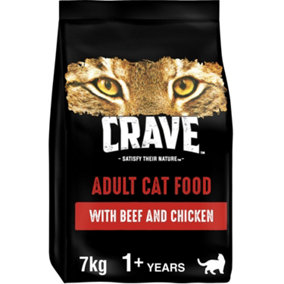 7kg Crave Natural Grain Free Adult Complete Dry Cat Food Chicken & Beef Biscuits