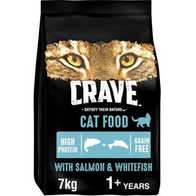 7kg Crave Natural Grain Free Adult Complete Dry Cat Food Salmon & Whitefish