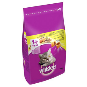 7kg Whiskas 1+ Adult Complete Dry Cat Food with Chicken Bulk Pack Cat Biscuits