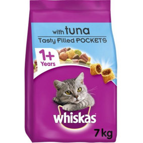7kg Whiskas 1+ Adult Complete Dry Cat Food with Tuna Bulk Pack Cat Biscuits