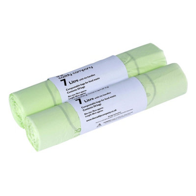 7L Caddy Company Tie Handle Compostable Kitchen Caddy Liners (Medium) - 2 Rolls