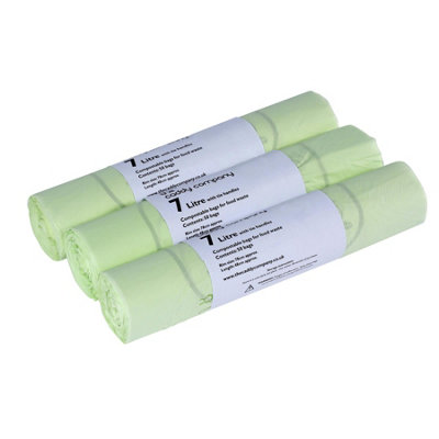 7L Caddy Company Tie Handle Compostable Kitchen Caddy Liners (Medium) - 3 Rolls