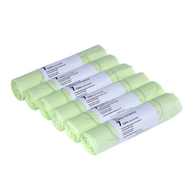 7L Caddy Company Tie Handle Compostable Kitchen Caddy Liners (Medium) - 6 Rolls