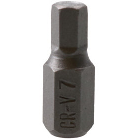 7mm Hex Allen Key Bit 30mm Length 10mm Shank Chrome Vanadium Hardened Tip