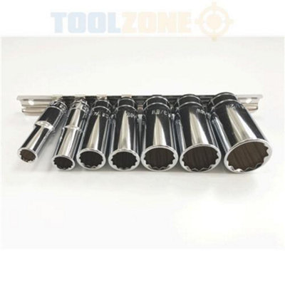 7Pc 3/8" Deep Whitworth Sockets Quality Tool Crv Toolzone