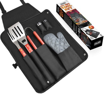 7pc Bbq Cooking Tool Utensil Set With Barbecue Grilling Apron
