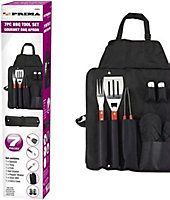 7pc Bbq Tool Set Barbecue Utensil Camping Stainless Steel Apron Cutlery