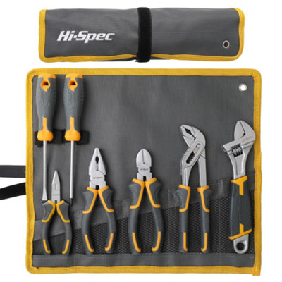 7pc Hand Tool Kit With Pliers, Screwdrivers & Wrench Set DIY Tools Hi-Spec