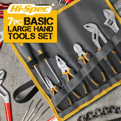 7pc Hand Tool Kit With Pliers, Screwdrivers & Wrench Set DIY Tools Hi-Spec