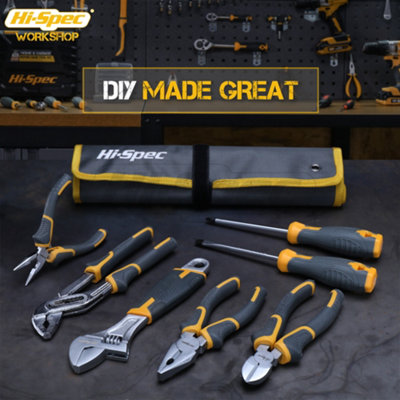 7pc Hand Tool Kit With Pliers, Screwdrivers & Wrench Set DIY Tools Hi-Spec