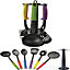 7Pc Kitchen Utensils With Stand Nylon Cooking Non Stick Set Spoon Turner Gadget
