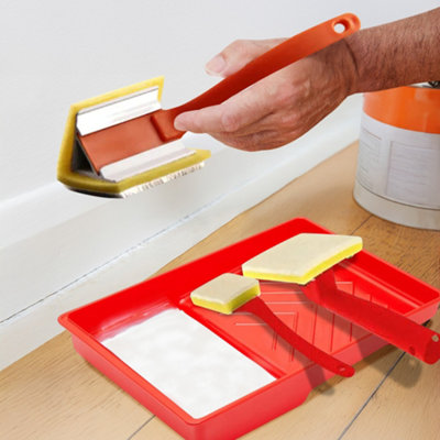 7pc Microfibre Paint Pad Set Tray & Lid Painting Kit Decorating Handle Diy Gloss Multi Purpose Wall Ceiling Bedroom Home Decor