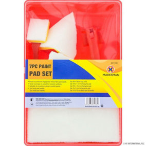7pc Microfibre Paint Pad Set Tray & Lid Painting Kit Decorating Handle Diy Gloss